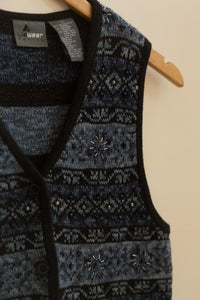 blue winter beaded vest