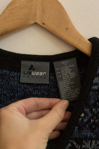 blue winter beaded vest