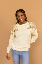 Load image into Gallery viewer, cream sweater with beaded shoulders