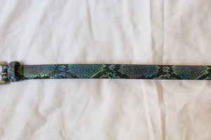 blue green faux snake skin belt