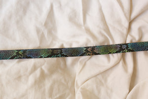 blue green faux snake skin belt