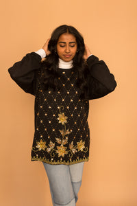 black & gold sequin sweater