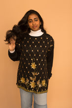 Load image into Gallery viewer, black &amp; gold sequin sweater