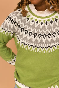 lime green & gray sweater