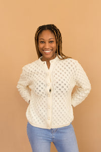 cream button up sweater