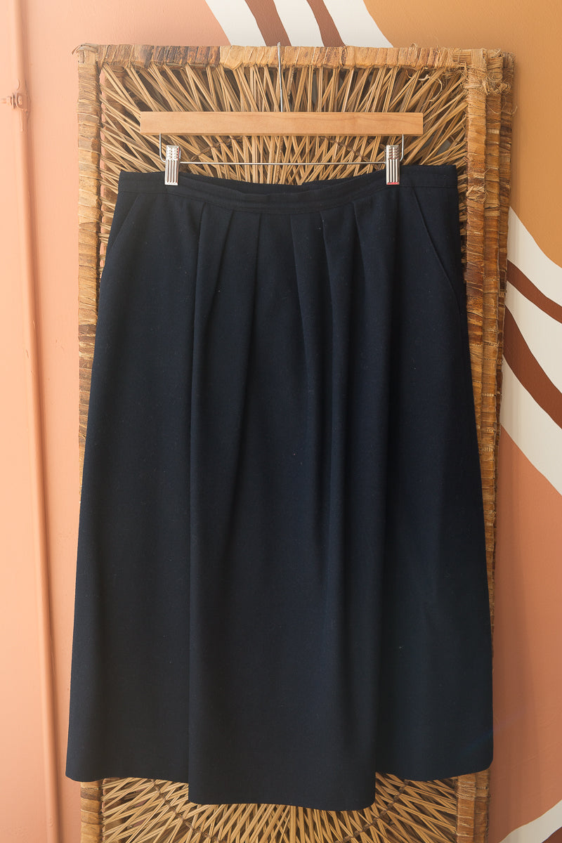 navy wool skirt