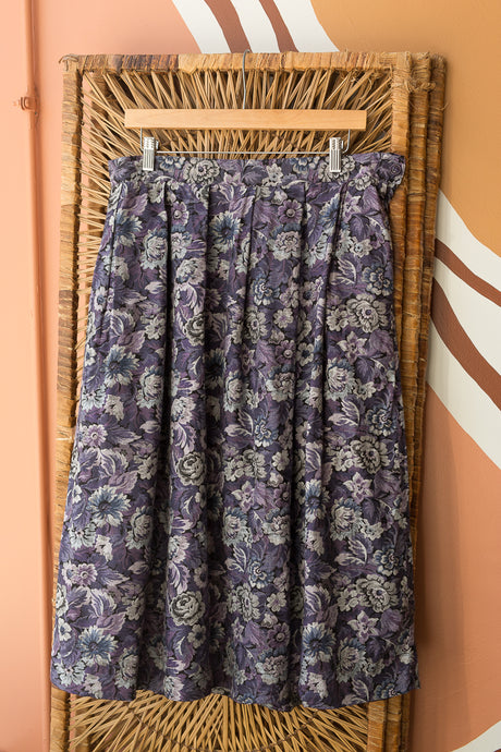 purple floral skirt