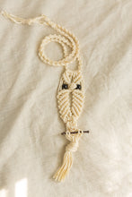 Load image into Gallery viewer, white macrame owl long wall hanging