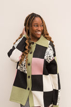 Load image into Gallery viewer, checkered knit sweater jacket