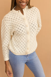 cream button up sweater