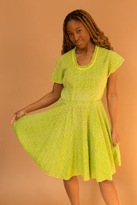 green strawberry dress