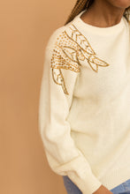 Load image into Gallery viewer, cream sweater with beaded shoulders