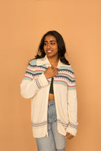 Load image into Gallery viewer, zip up fair isle sweater