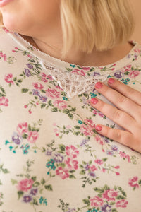 white & pink floral tee