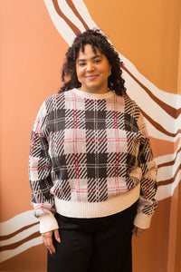 black & white plaid sweater