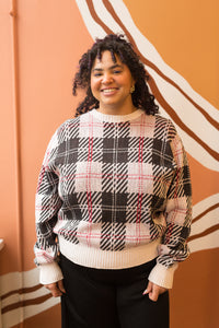 black & white plaid sweater