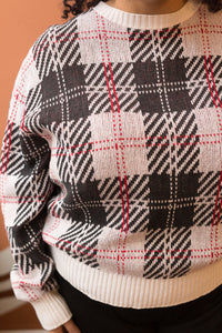 black & white plaid sweater