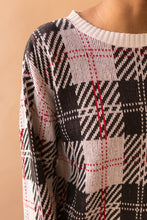 Load image into Gallery viewer, black &amp; white plaid sweater